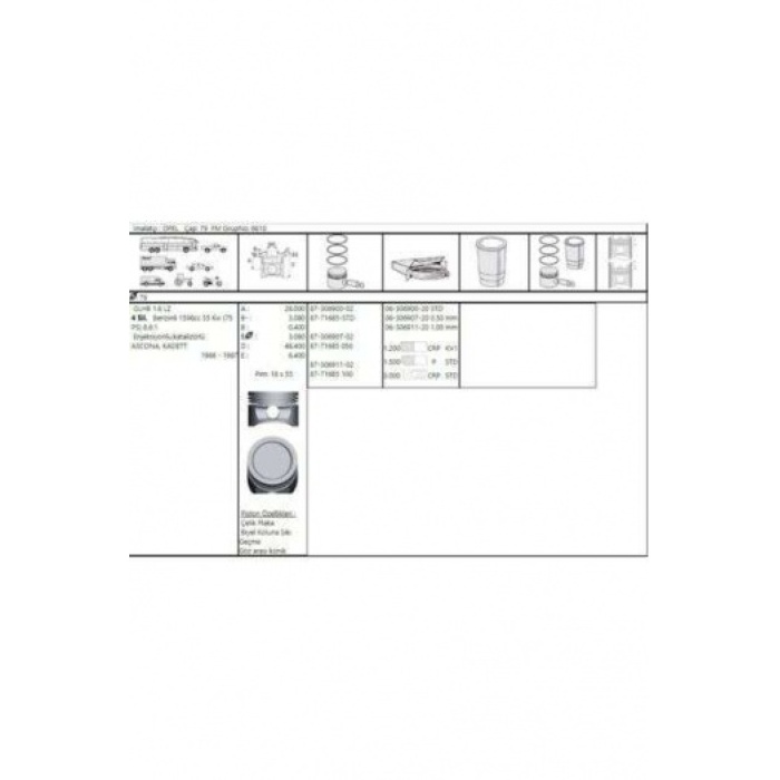 MOTOR SEGMAN 16SV C16NZ 1.6 8V KADETT E VECTRA A ASTRA F 79.75MM 075 1.2x1.5x3.0 - AKD 222-3538-75