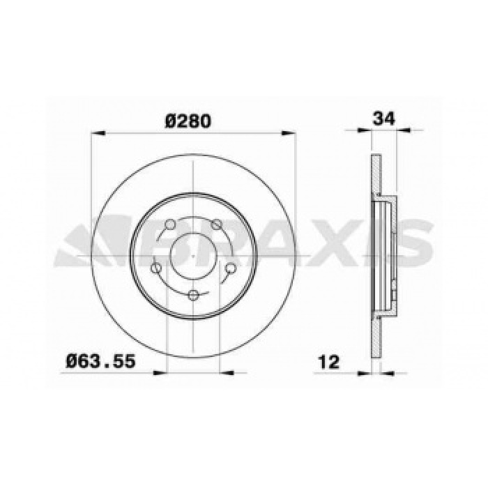 ARKA FREN DISK AYNASI MONDEO III 00-07 JAGUAR X TYPE 01-09 OLCU 280 X 34 - BRAXIS AE0136