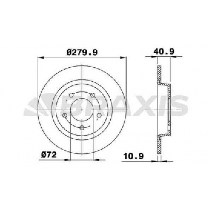 ARKA FREN DISK AYNASI DUZ MAZDA III 2.0 03- 07 MAZDA 5 V CR19 1.8 2.0 2.0CD 05- 280X5 - BRAXIS AE0391