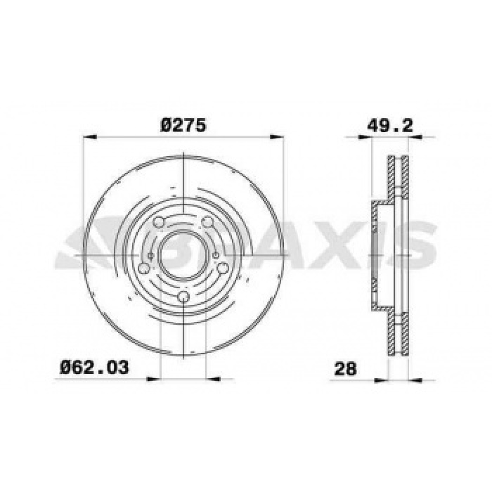 ON FREN AYNASI HAVALI TOYOTA LEXUS ES 90-97 AVENSIS VERSO 00-09 CAMRY 90-96 PREVIA 00-06 275X5 - BRAXIS AE0507