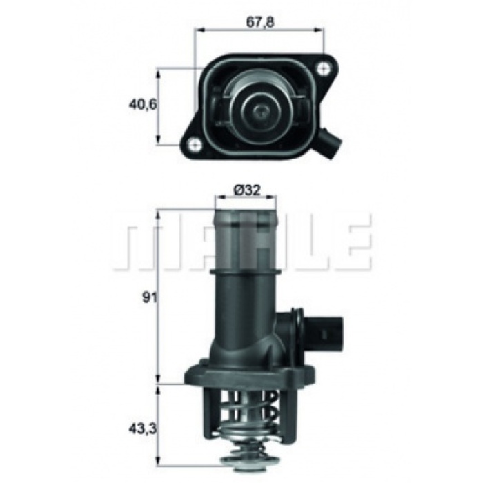 TERMOSTAT 105° A3 CORDOBA IBIZA III OCTAVIA BORA GOLF IV POLO 1.6 - MAHLE TI16105