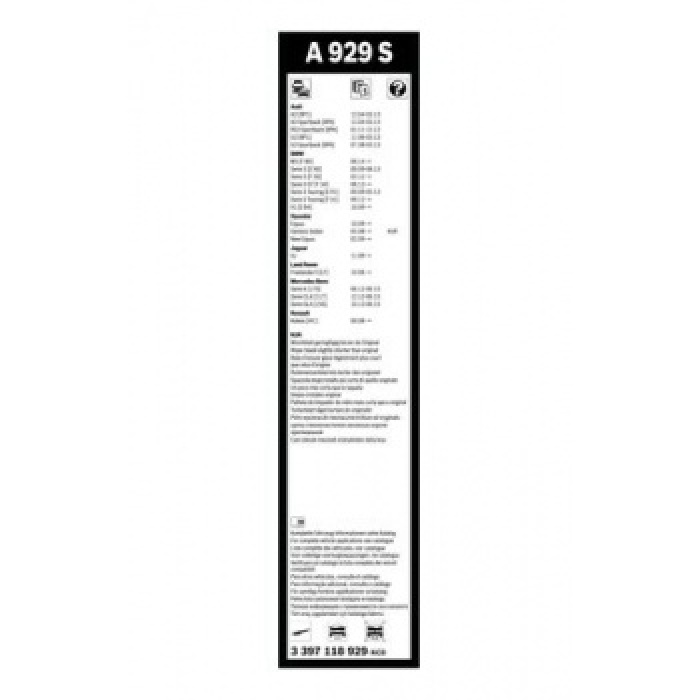 SILECEK SUPURGESI AEROTWIN 600 - 475 MM A929S FREELANDER 06- AUDI A3 03- KOLEOS 4X4 - BOSCH 3397118929