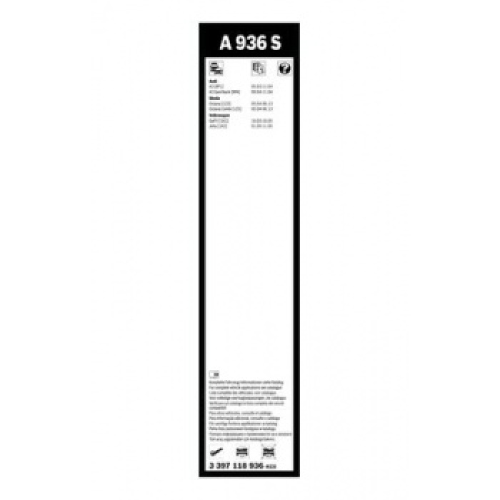 SILECEK SUPURGESI AEROTWIN 600 - 475 MM A927S GOLF 03 08 SKODA OCTAVIA 09- - BOSCH 3397118936