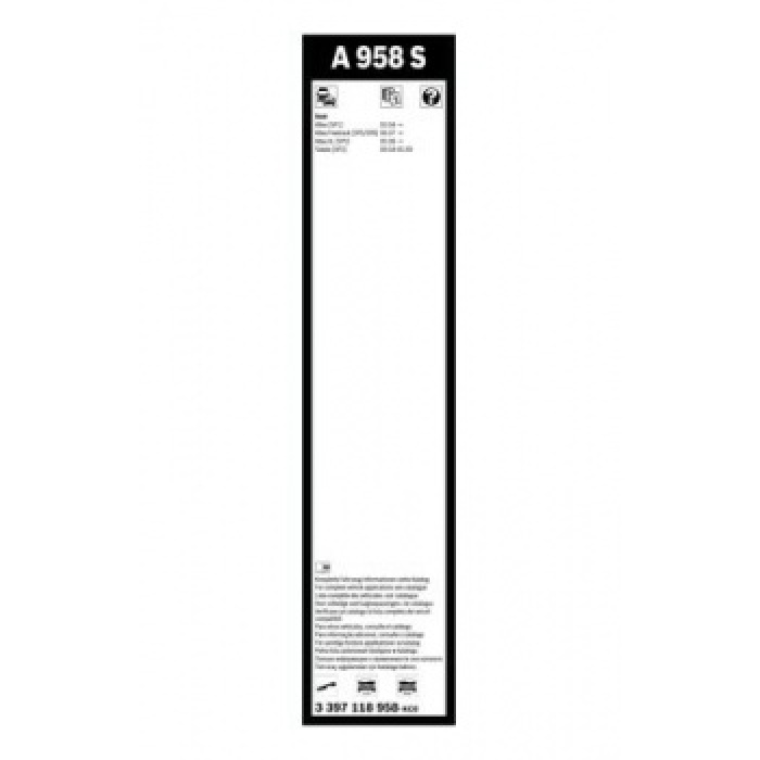 SILECEK SUPURGESI AEROTWIN 650 - 650mm A958S FLATBLADE MUZ TIPI SEAT ALTEA TOLEDO - BOSCH 3397118958