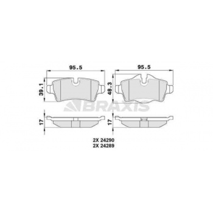 ARKA FREN BALATASI MINI COOPER R56 06--- R57 08--- R55 07--- R58 11--- R59 12--- CLUBMAN COOPER S ON - BRAXIS AA0101
