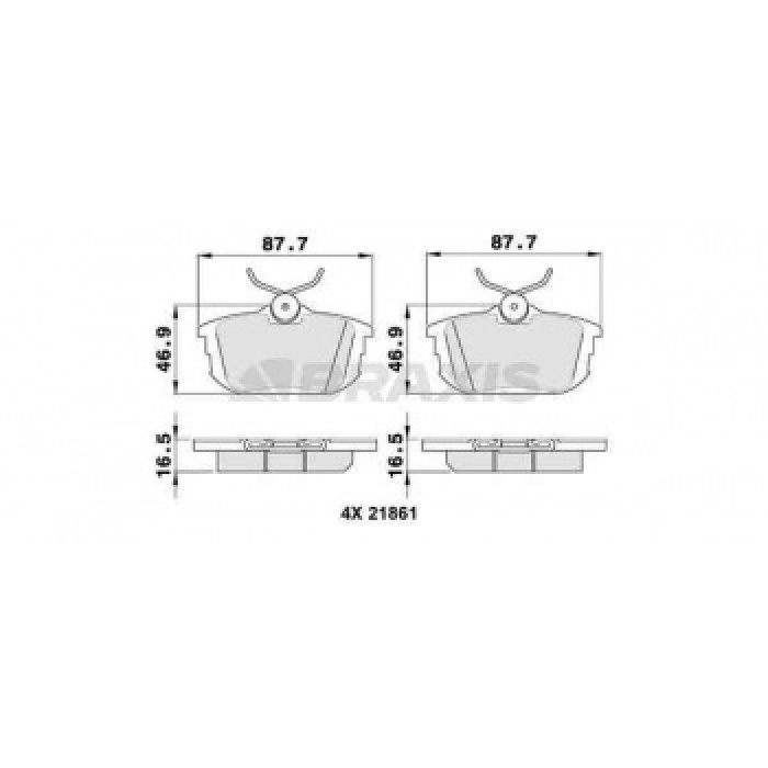 ARKA FREN BALATASI MITSUBISHI CARISMA 96-06 COLT 04-10 SPACESTAR 98-04 PERSONA WIRA 00-02 VOLVO S40 V40 96-- - BRAXIS AA0093