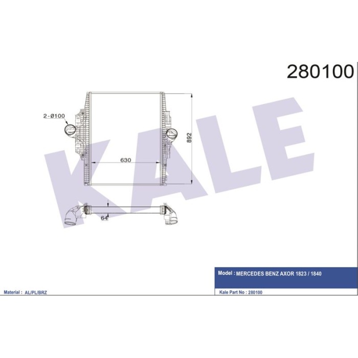 INTERCOOLER 1840 AXOR AL+AL - KALE 090CAC040