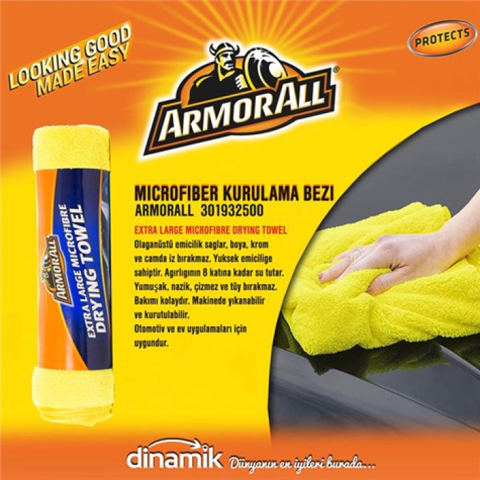 ARMORALL EXTRA LARGE MICROFIBRE DRYING TOWEL. GÜÇLÜ EMICILIK SAĞLAR. BOYA. KROM VE CAMDA IZ BIRAKMAZ. - ARMORALL 301932500