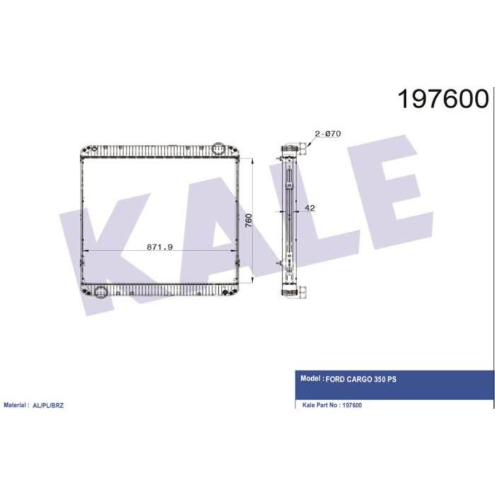 MOTOR RADYATORU CARGO KAMYON 2535R-3235C-3235S-1830-1835 CEKICI KISA TIP AL-BRZ - KALE 0229351AB