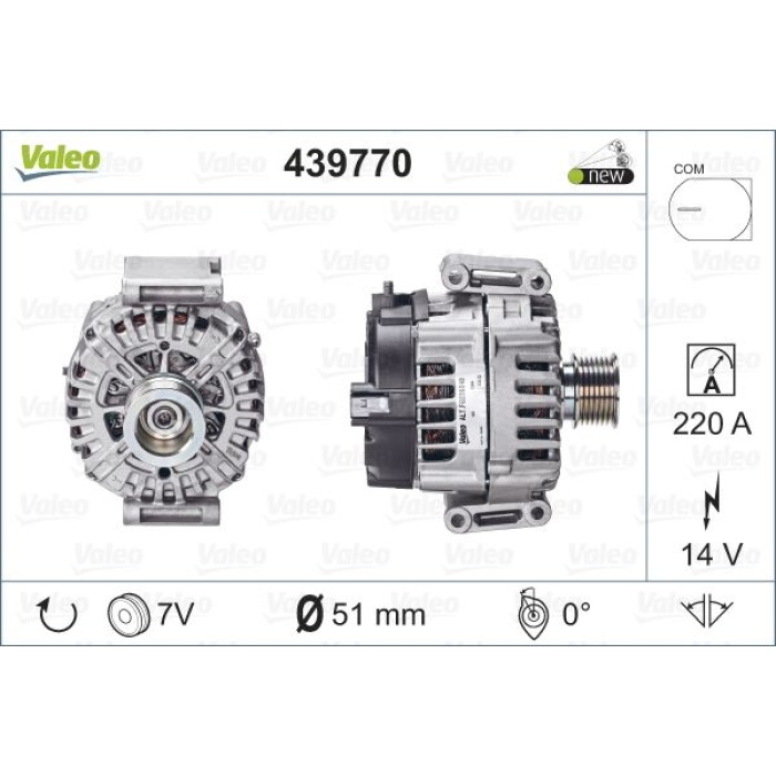 ALTERNATOR 14V 220A X164 09-12 C219 05-10 W212 09-15 W221 06-13 W251 06-14 - VALEO 439770