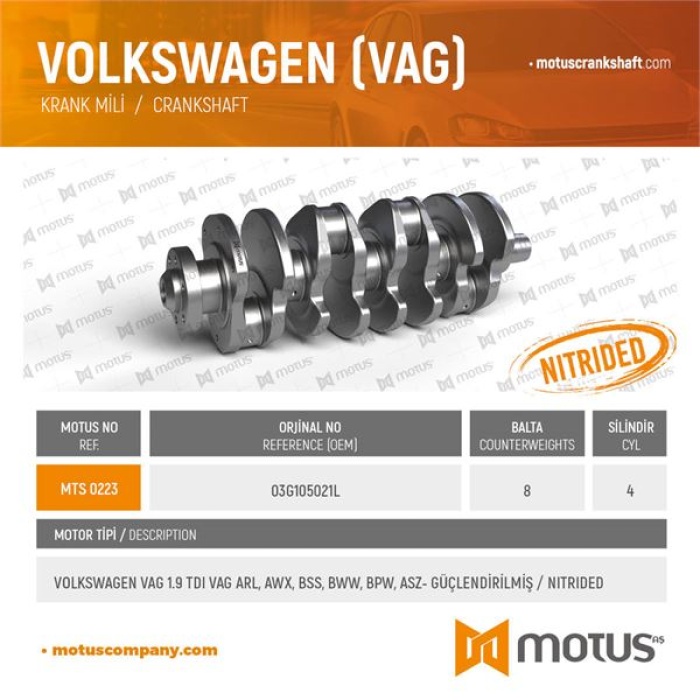 VOLKSWAGEN 1.9 TDI - GUCLENDIRILMIS - MOTUS 223
