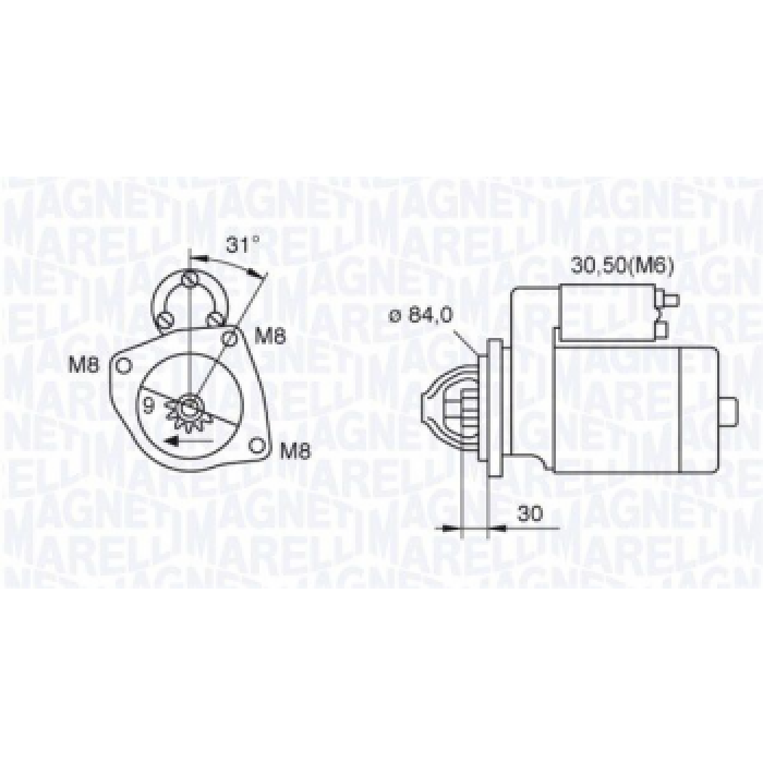 MARS MOTORU 12V 2.5W 9 DIS IVECO DAILY III-KARSAN J10 2.3JTD 06-- - MARELLI 359001400050