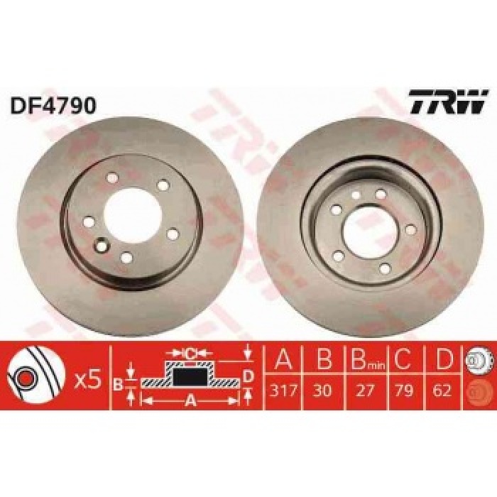 FREN DISKI ON DISCOVERY 3 05-09 DISCOVERY 4 10-16 2.7 V6 DIZEL RANGE ROVER SPORT 4.4 V8 PETROL - TRW DF4790