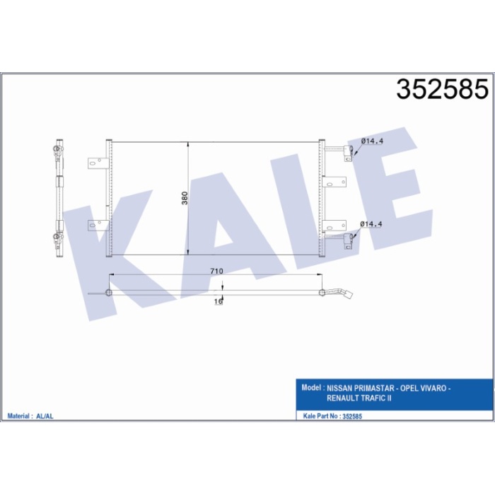 KLIMA RADYATÖRÜ RENAULT TRAFIC II 2.5DCI 02=-  OPEL VIVARO -  NISSAN PRIMASTAR - KL352585