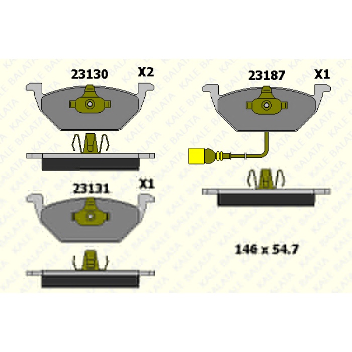 FREN BALATA ÖN VW BEETLE. BORA. CADY III. GOLF IV. V. VI. JETTA III. IV. NEW BEETLE. POLO 9N - KL23131-197-05-ANS-KD13