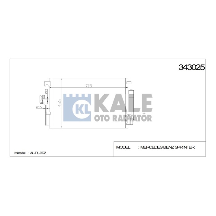 KLIMA RADYATÖRÜ MERCEDES SPRINTER 06+ 216 - 224 - 210CDI - 211 CDI - 213 CDI - 215 CDI AL-AL - KL343025