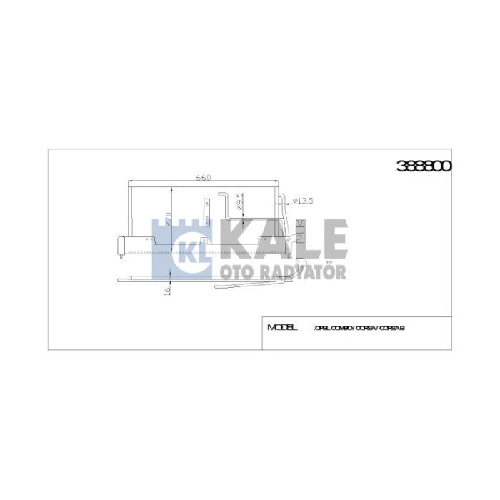 KLIMA RADYATÖRÜ OPEL COMBO CORSA CORSA B 641X268X16 AL-AL - KL388800