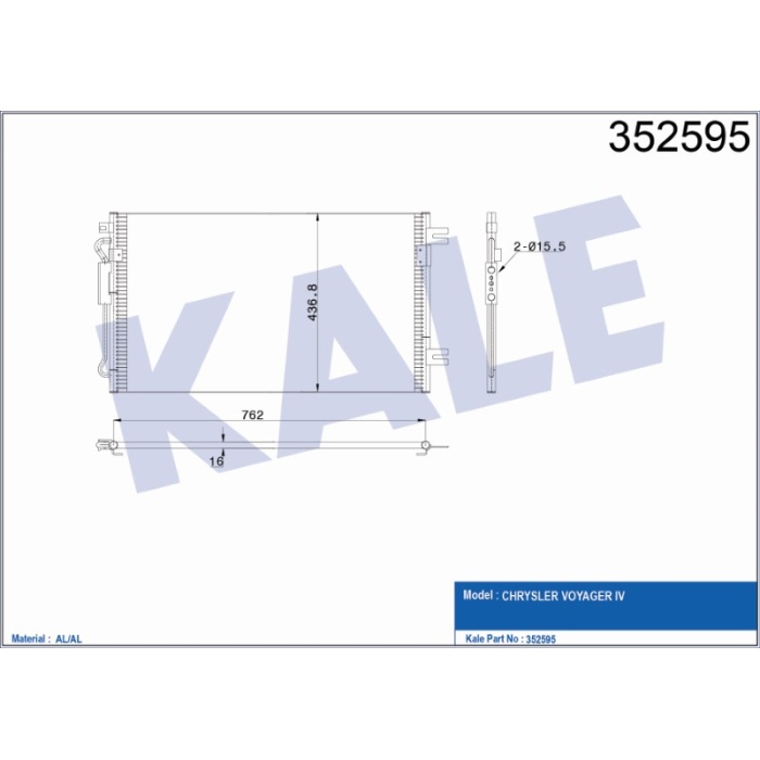 KLIMA RADYATÖRÜ CHRYSLER VOYAGER IV 2.8 CRDI 04=- - KL352595