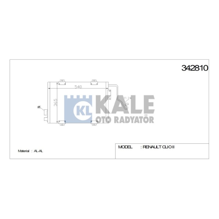 KLIMA RADYATÖRÜ RENAULT CLIO II - BOX 98-09 1.2 - 1.4 - 1.6 - 1.9D - 1.9 DTI - 2.0 16V SPORT AL-AL - KL342810