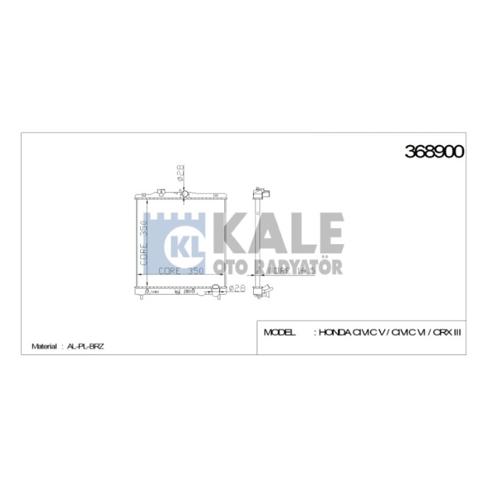 RADYATÖR HONDA CIVIC V CIVIC VI CRX III 350-348-16 AL-PL-BRZ - KL368900