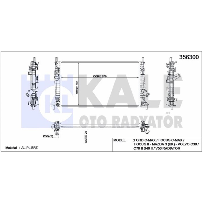 MOTOR RADYATORU FOCUS 1.6TDCI 03-10 - KALE 356300