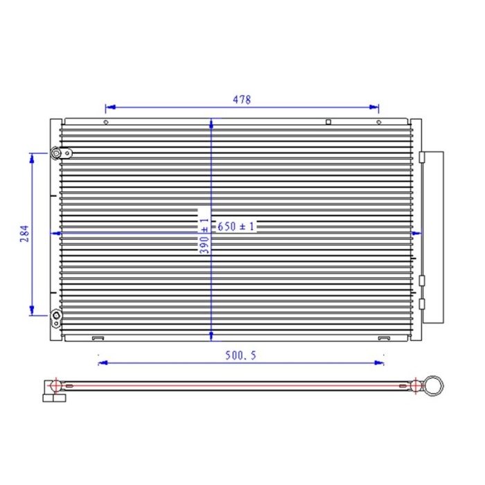 KLIMA RADYATORU KONDANSER AVENSIS 1.6I-1.8I-2.0 D4D 03--  610x370x16  - ORIS CTO510016