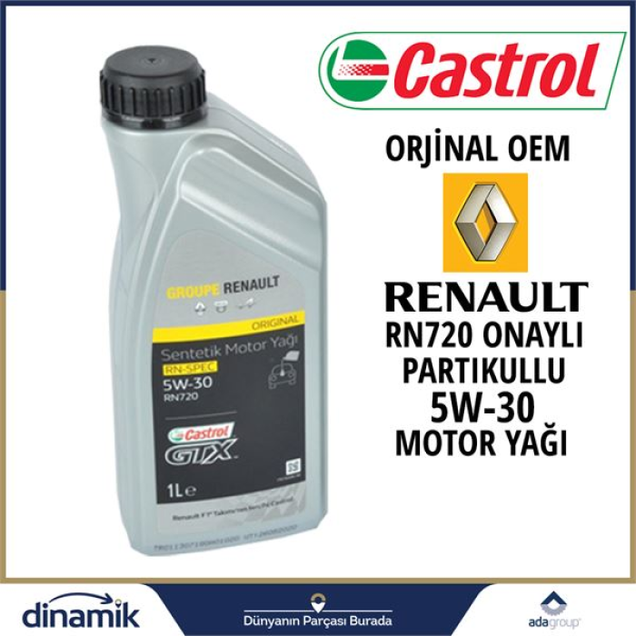 CASTROL MOTOR YAGI PARTIKULLU 5W-30  1 LT - RENAULT RN720 ONAYLI B2B230 C4 - MAIS 7711943759