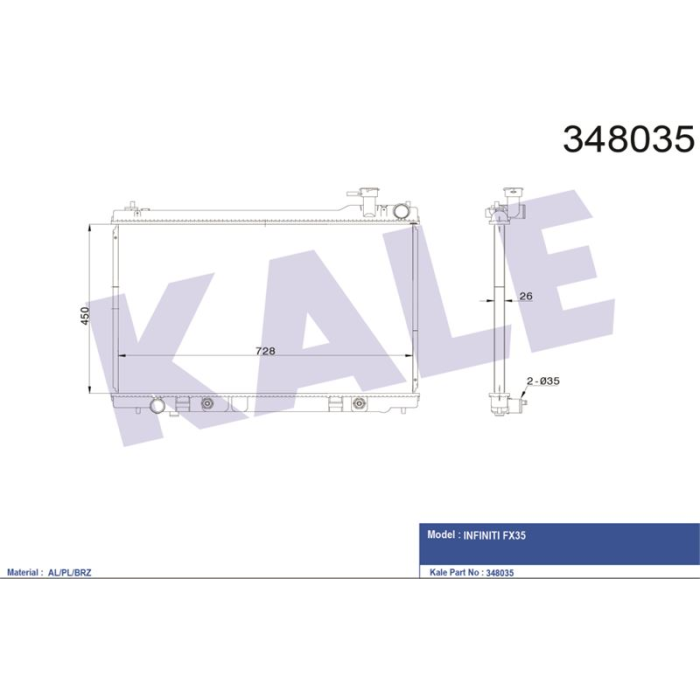 MOTOR SU RADYATORU NISSAN INFINITI FX35 2003- - KALE 348035