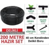 Bahçe Damla Sulama Seti 40 cm Delikli Boru 200 mt