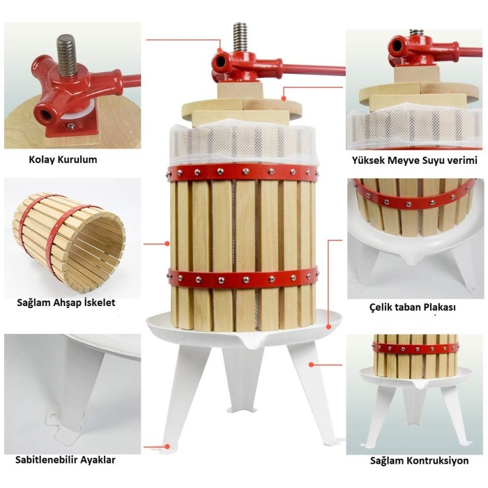 Fenglin FP 18 Ahşap Meyve Sıkma Presi 18 Lt