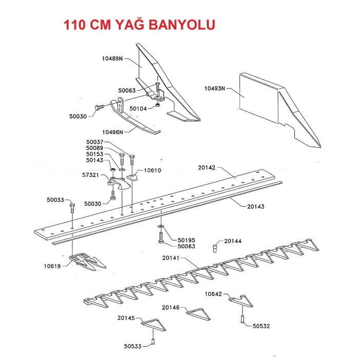 Grillo GF2 - GF3 Üst Bıçak Komple 110 cm 20141