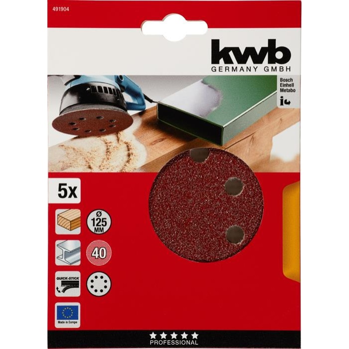 Kwb 491908 80 Kum Daire Zımpara 125 mm 5 Parça