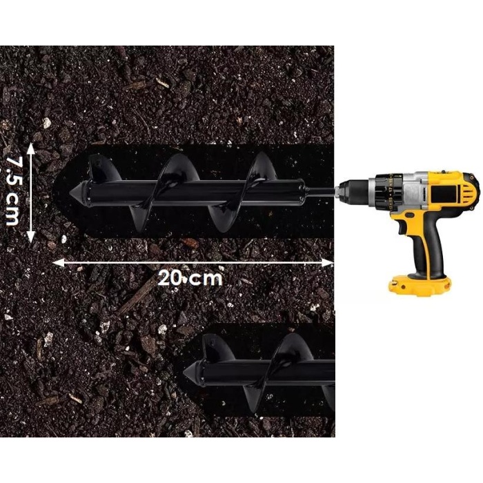 Bahçe Toprak Delici Universal Matkap Ucu Toprak Burgu Aparatı 20x7.5