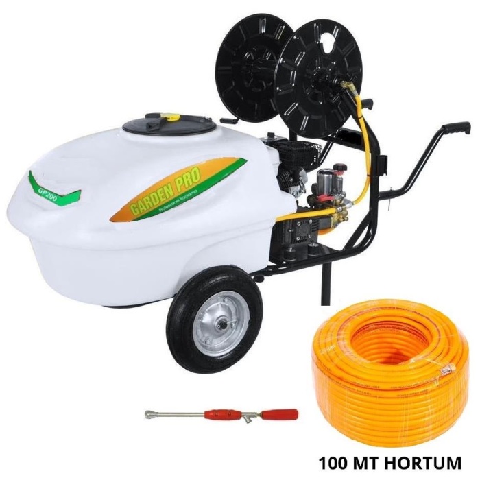 Garden Pro Benzinli Basınçlı İlaçlama Makinası 200 Lt + 100 mt İlaçlama Hortumu