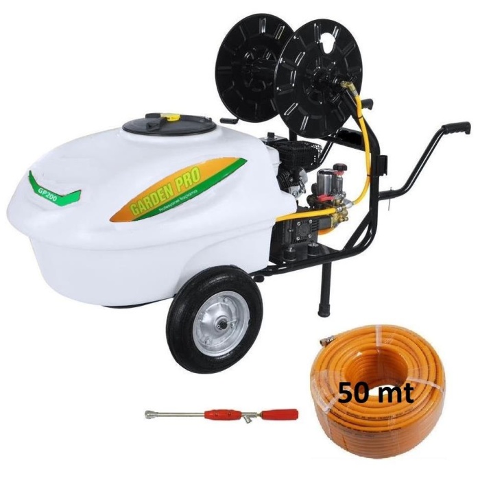 Garden Pro Benzinli Basınçlı İlaçlama Makinası 200 Lt + 50 mt İlaçlama Hortumu