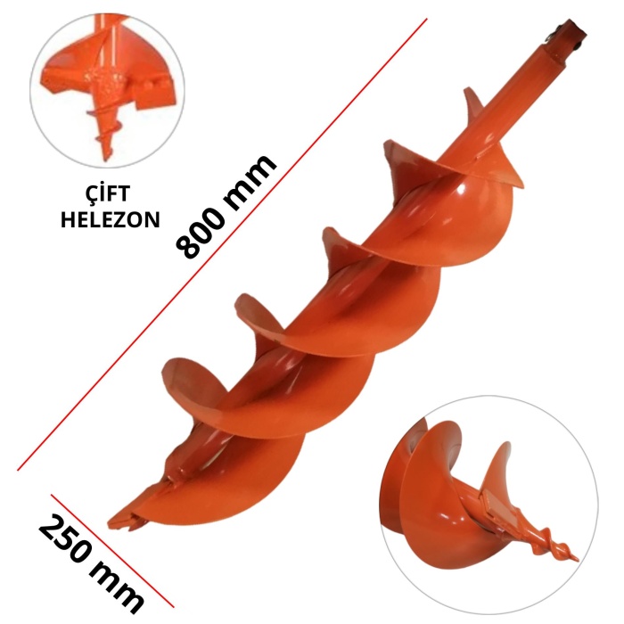 Toprak Burgu Makinası Çift Helezon Yedek Delme Burgusu Çap 250 mm