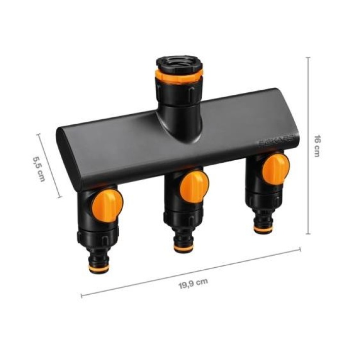 Fiskars 1070578 Üç Yollu Musluk Bağlantı Aparatı (21mm/26,5mm/33,3mm)