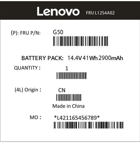 Lenovo G50, G510, L12L4A02, L12L4E01, L12M4A02, L12M4E01, L12S4A02, L12S4E01 Orjinal Batarya Pil
