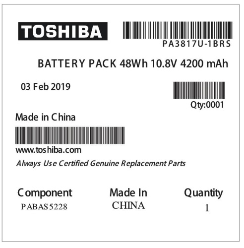 Toshiba PA3817U-1BRS, Satellite L645 L655 L700 L730 L750 L755 Orjinal Batarya Pil