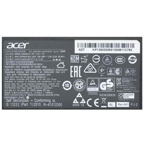 Acer 19v 7.1a 135w 5.5*1.7mm PA-1131-16, ADP-135KB T, PA-1131-05 Orjinal Şarj Adaptörü