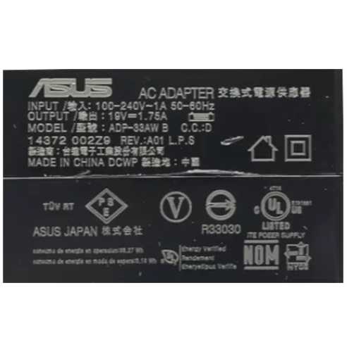 Asus 19v 1.75a 33w ADP-33AW B, ADP-33AW AD, 01A001-0342100, ASX205T-808 Orjinal Şarj Adaptörü