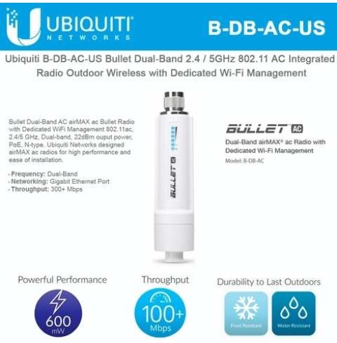 Ubiquiti Networks B-DB-AC WLAN bağlantı noktası 300 Mbit/s Ethernet üzerinden güç desteği (PoE) Beyaz Router B-DB-AC