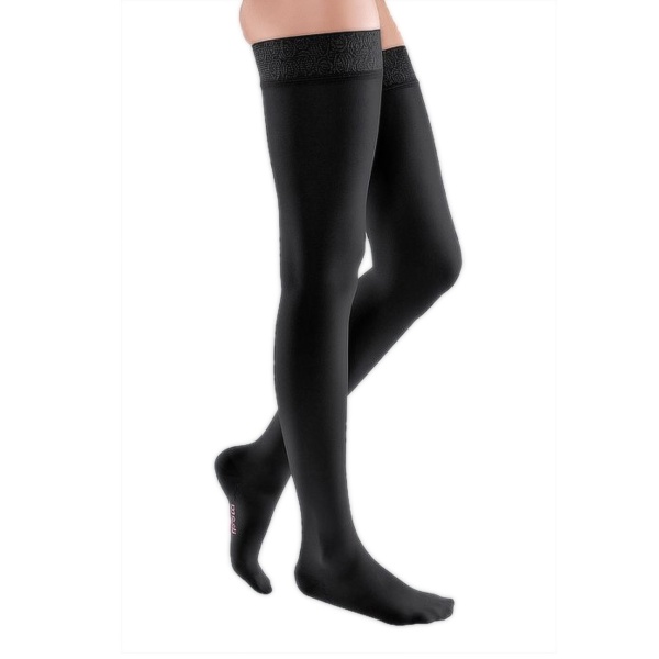 Mediven Elegance CCL2 Dizüstü-Silikon Bantlı Burnu Kapalı Siyah Varis Çorabı