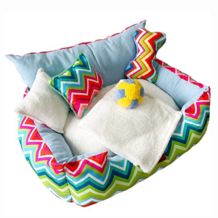 Petipuf Majestic Renkli Zigzag Desenli Köpek ve Kedi Yatağı