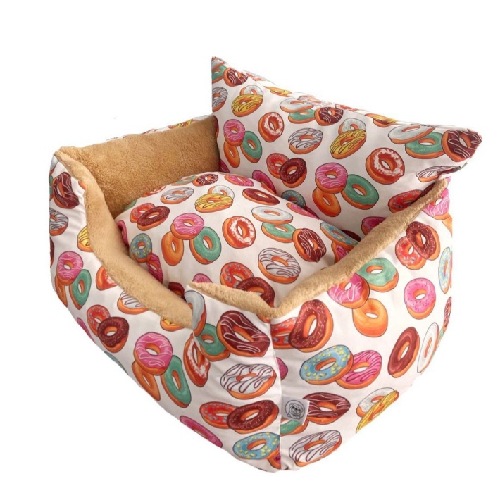 Petipuf Baby Donut Desenli Köpek ve Kedi Yatağı
