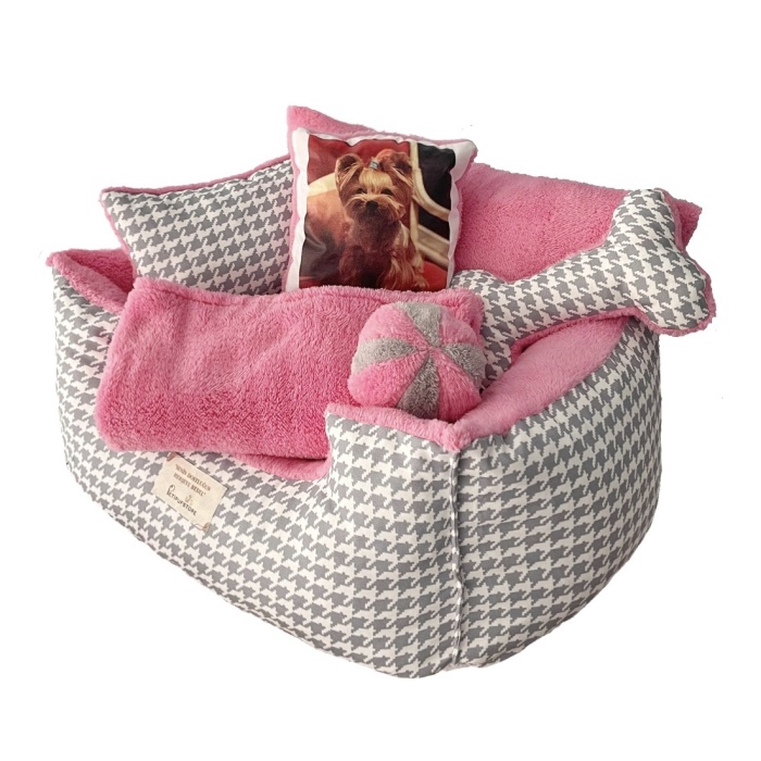Petipufstore Dream Seri Gri-Pembe Kedi ve Köpek Yatağı