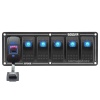 Goldsea 5 Anahtarlı Switch Panel Slim Model Usb 3.0 Type-C Soketli Mavi Işıklı 12-24V