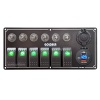 Goldsea Otomatik Sigortalı Marin Switch Panel Şarj + Voltmetreli Usb-C Soketli 12-24V