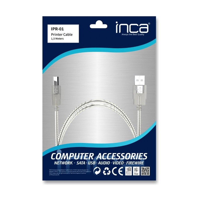 Inca IPR-01 USB 2.0 Bakır Printer Kablosu 1.5m
