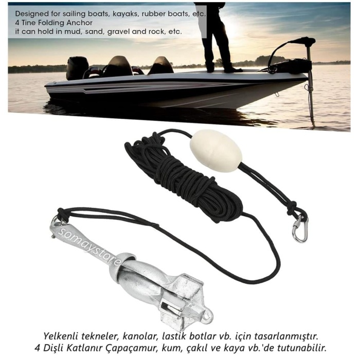 Bot , Kano ve Jetski Çıpası Çantalı Set 1.5 KG Şemsiye Çapalı